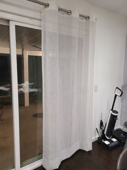 84x47 Semi Sheer White Textured Curtain 3 Panels Avaliable