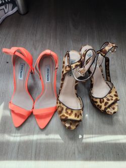 Hot Orange And The Other HIGH HEELS Are Leopard In Color