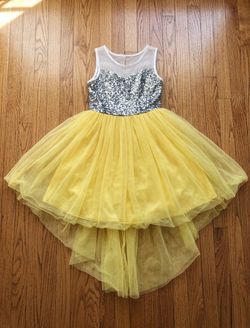 Girls Sequin Bodice Yellow Tulle Dress
