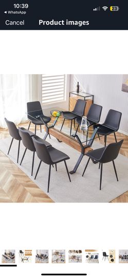 Glass Dining Table Set + 8 Chairs