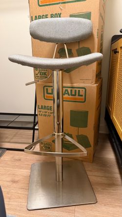 Modern Adjustable Bar Stool (Grey Fabric/Metal Base)