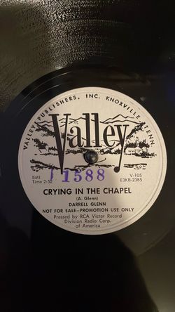 Crying, in the chapel by Darrell Glenn  on 78 rpm  vinyl  Record