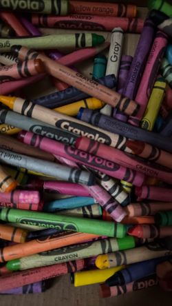 Box Of Old Crayons Vintage 