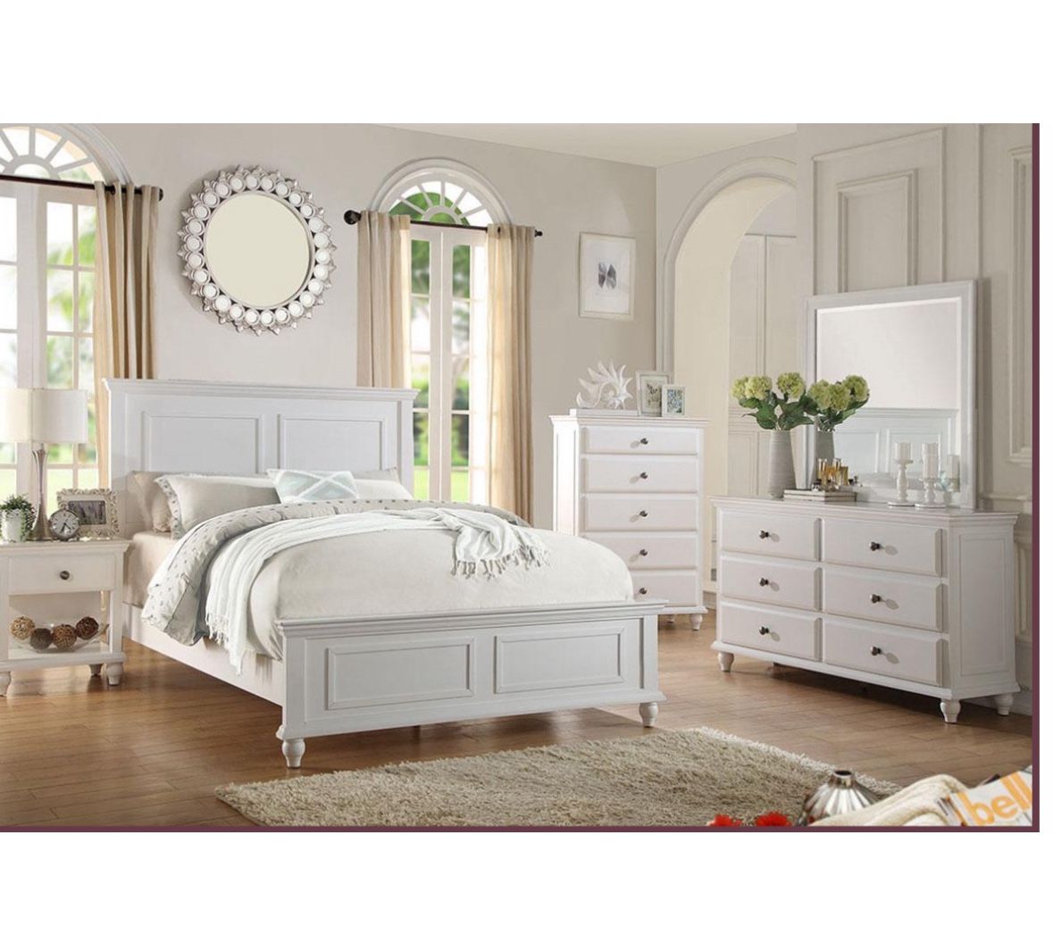 4- Pc Bedroom set Dresser,Mirror Nightstand (1) Queen size bed frame Not including Mattress and Box Sp