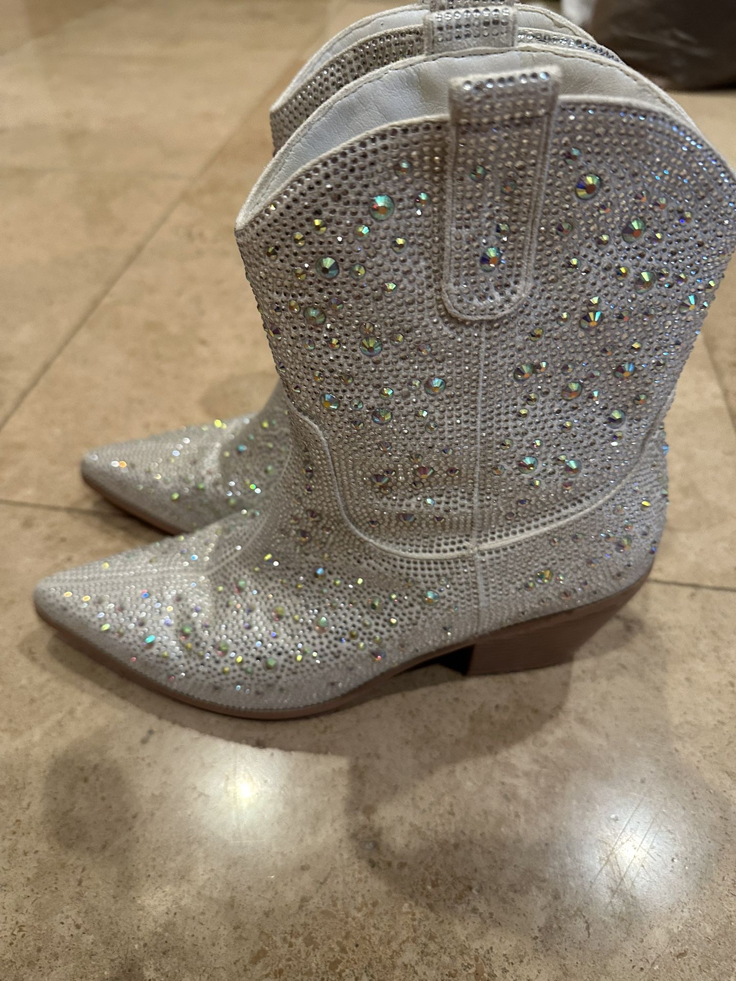 vimitty Women's Rhinestone Glitter Ankle Boots