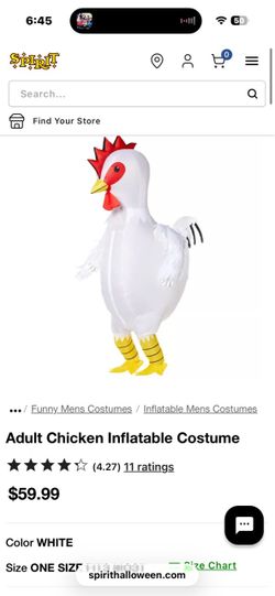 Inflatable chicken costume adult