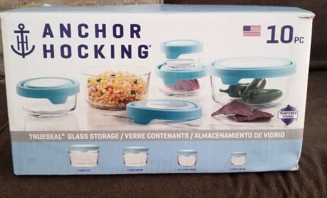 OPEN BOX /NEW 10 PCS GLASS FOOD STORAGE 