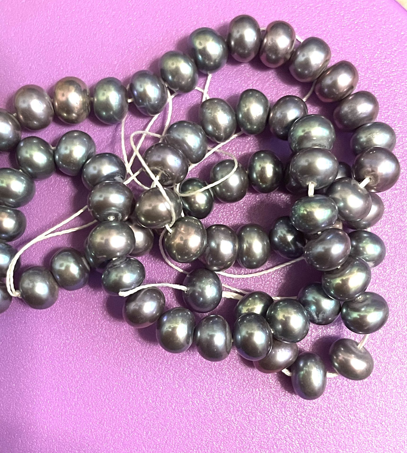Strand Of Peacock Button Pearls