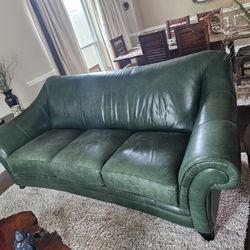 Green Italian Leather Couch