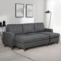 Abbyson Home Gray Sectional With Ottoman 