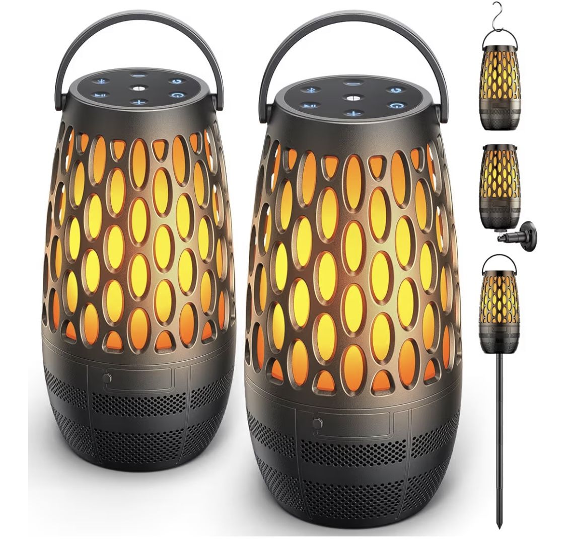 Outdoor Speakers Bluetooth Waterproof IPX6 with Flame Lights(NEW)retail: $68.99