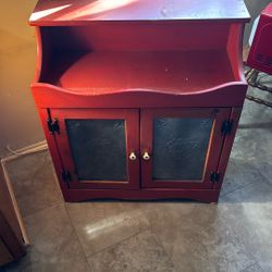 Red Side Table Cabinet 