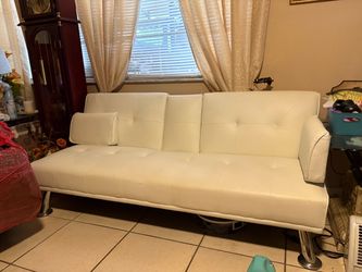 White Faux Leather Couch