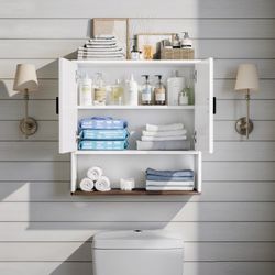 New Bathroom Wall Cabinet - Medicine Cabinet, 2 Fluted Doors