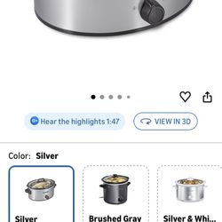 Hamilton Beach 6-Quart Slow Cooker with 3 Cooking Settings, Dishwasher-Safe Stoneware Crock & Glass Lid, Silver