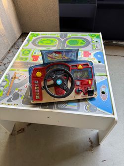 Toy car track table with storage