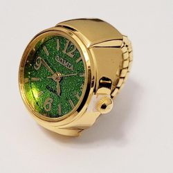 Gold Ring Watch Quartz Movement Unisex Women's Men's Gift Adjustable Size