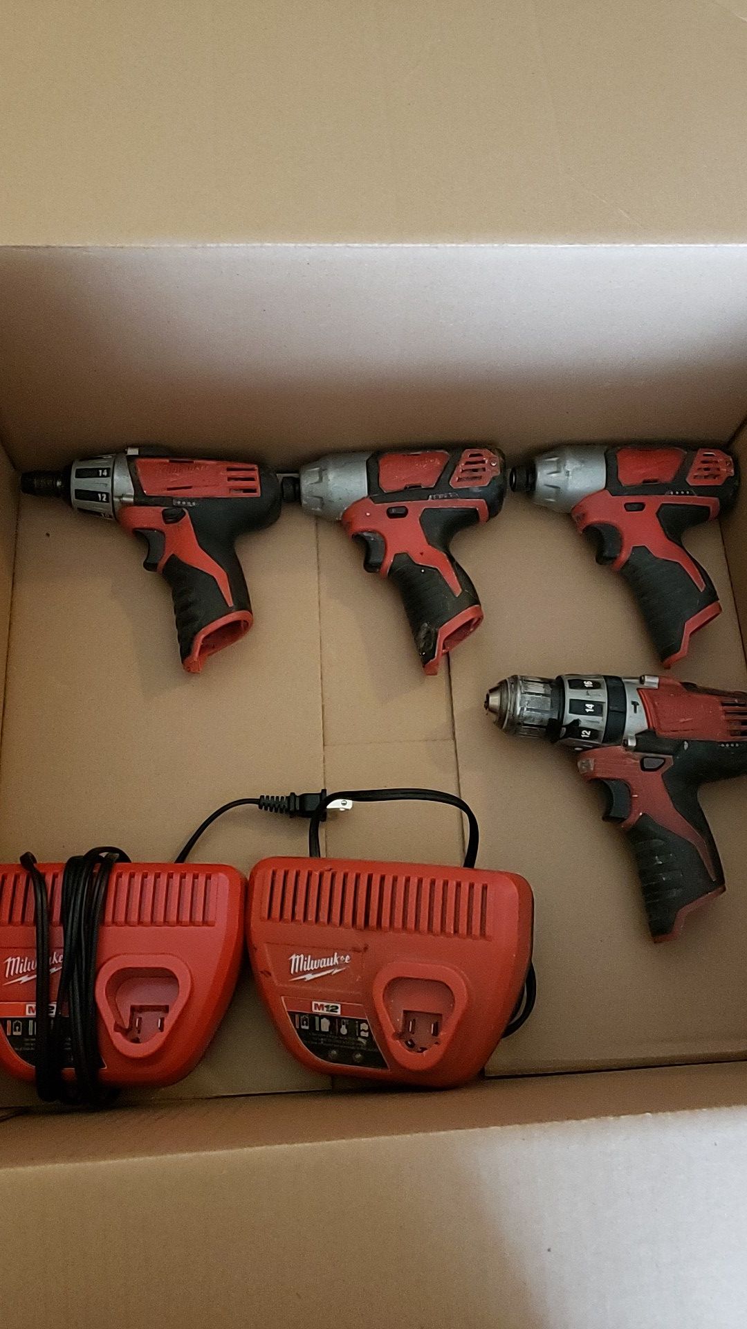 Milwaukee m12 drills and chargers