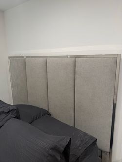 Upholstered Headboard with Chrome Frame