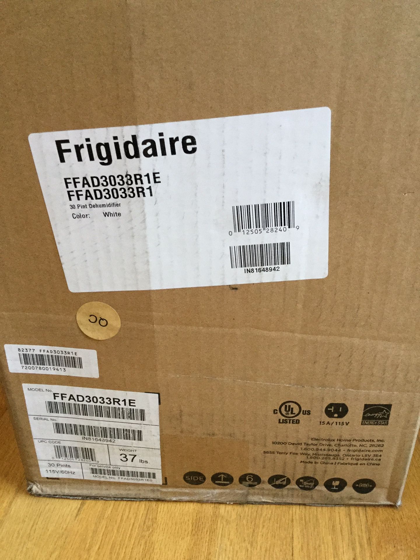 Frigidaire Dehumidifier model #FFAD3033R1