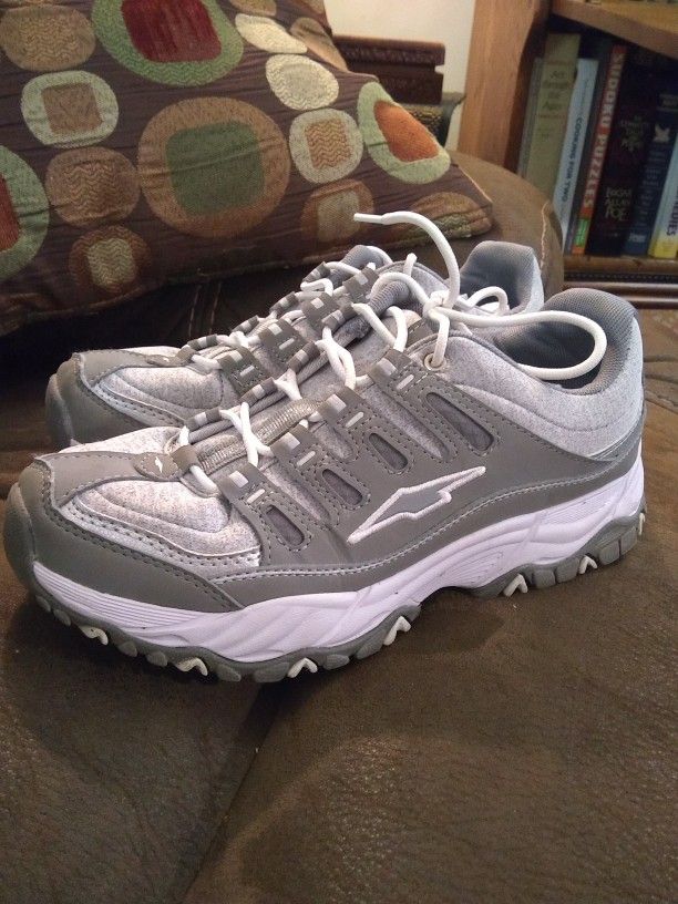Like New Silver Gray And White Sneakers