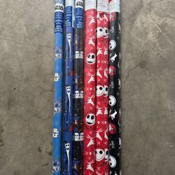 Disney Star Wars & Nightmare Before Christmas Wrapping Paper 20” & 70” NEW