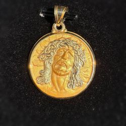 14k hollow yellow gold Jesus  Pendant charm