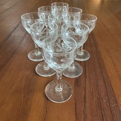 Vintage Swedish Crystal Cordial Glasses - Hand Cut Etched Set of 8 - Mid Century