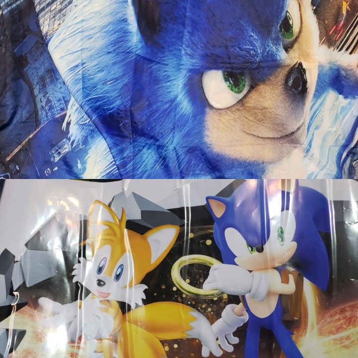 SONIC HEDGEHOG SHOWER CURTAIN & LARGE WALL DECAL $10. Cash & pick up ONLY!!