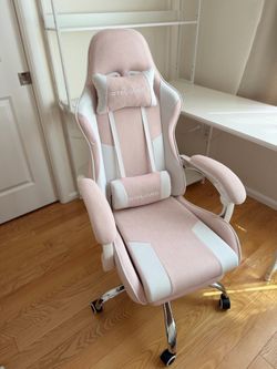 GTPlayer Pink Fabric Gaming Computer  Office Chair with Footrest
