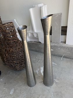 Modern silver candlesticks-set of 2