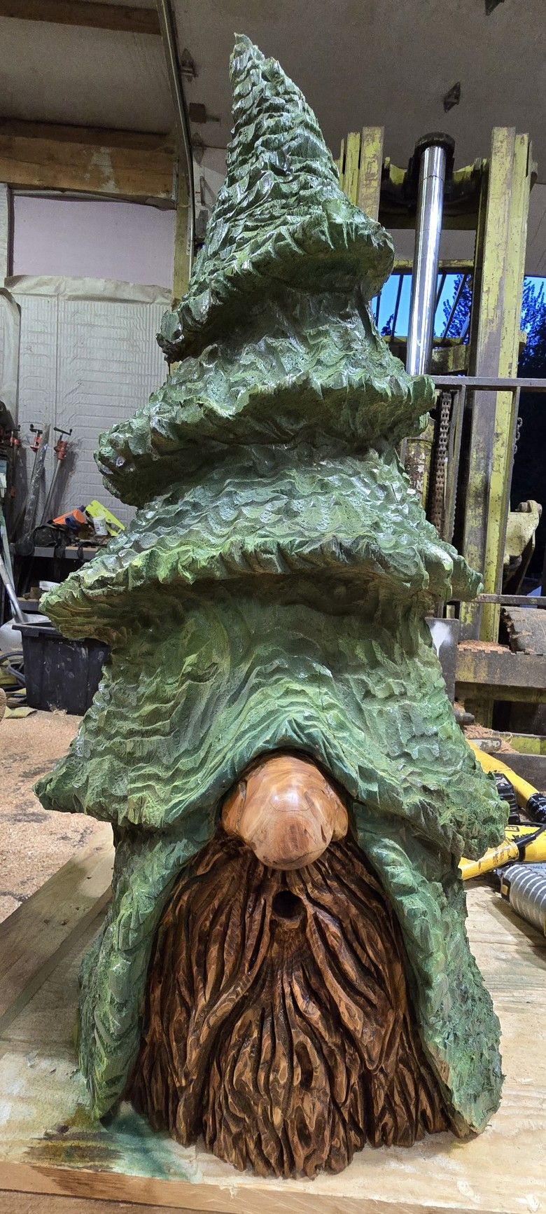Cedar Singing Tree Gnome Wood Carving