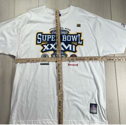 Vintage 2003 Superbowl XXXVII Raiders Bucs Tee Mens White XL NFL Football