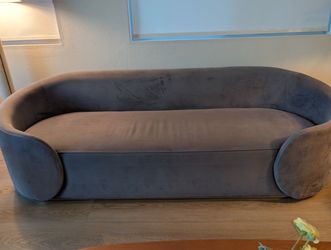 Modern Gray Velvet Sofa – Excellent Condition