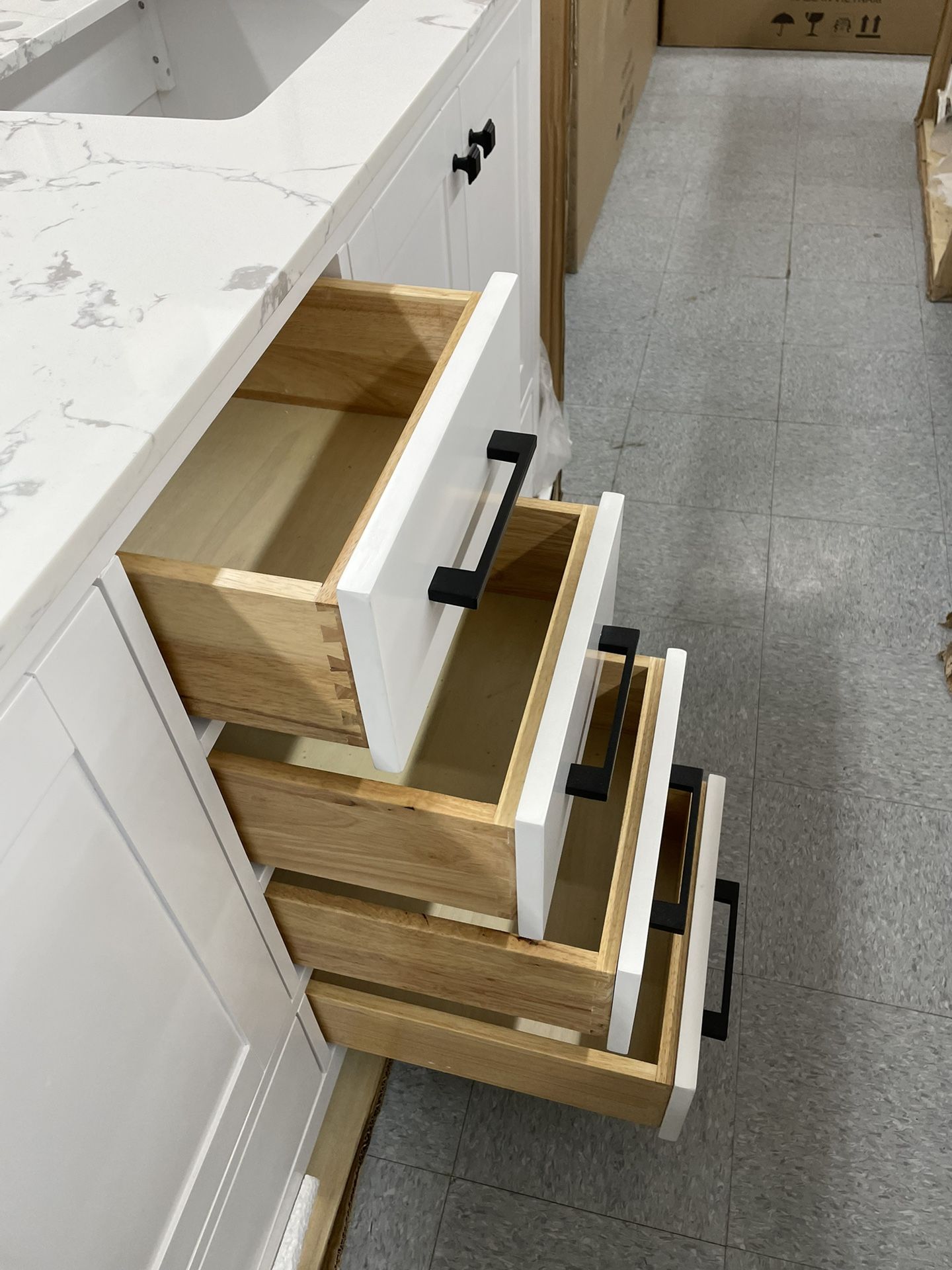 72” Solid Wood Bathroom Vanity With Quartz Top