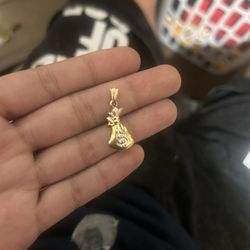 14k Gold Money Bag Pendant 