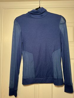 Dark Blue Long Sleeve/Turtleneck With See Through Mesh 