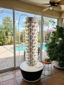 180-Plant Vertical Garden Tower + LED Lights (Automated System)