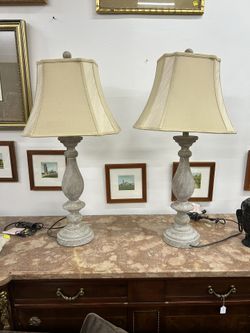 Pair Of Vintage Wooden Grap Lamps