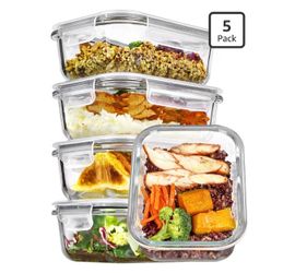 Glasses microwave container x 5 packs