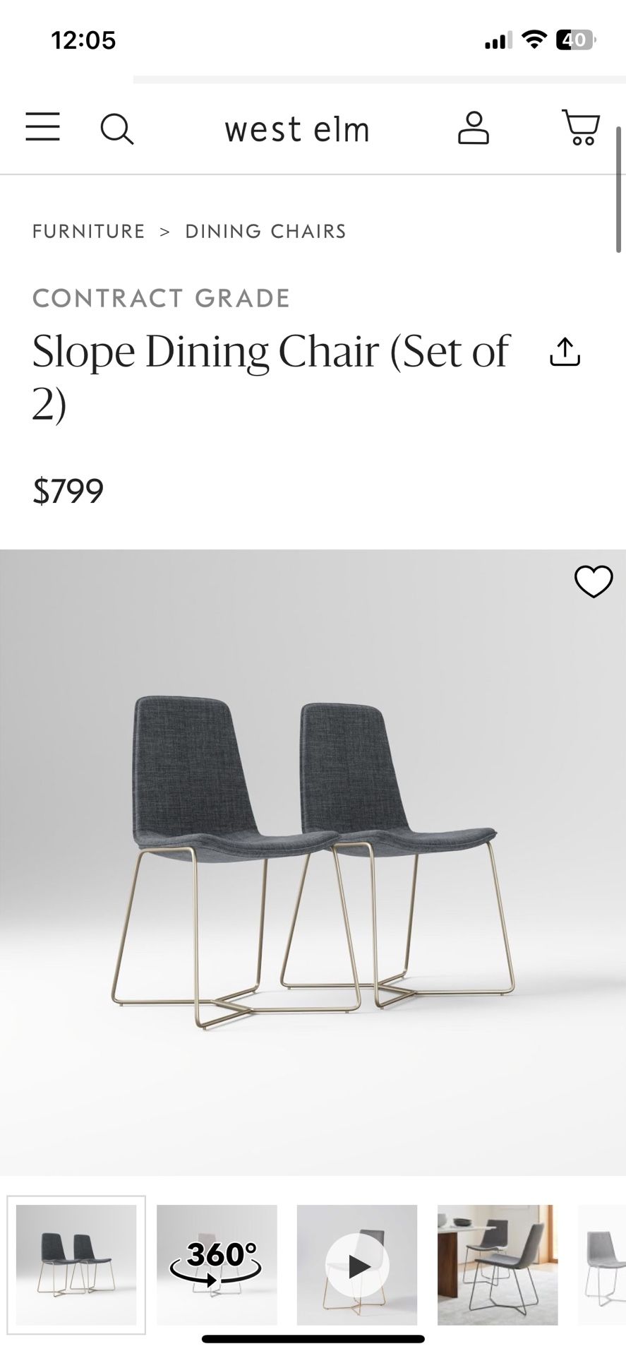 West Elm Slope Dining Chair (2)