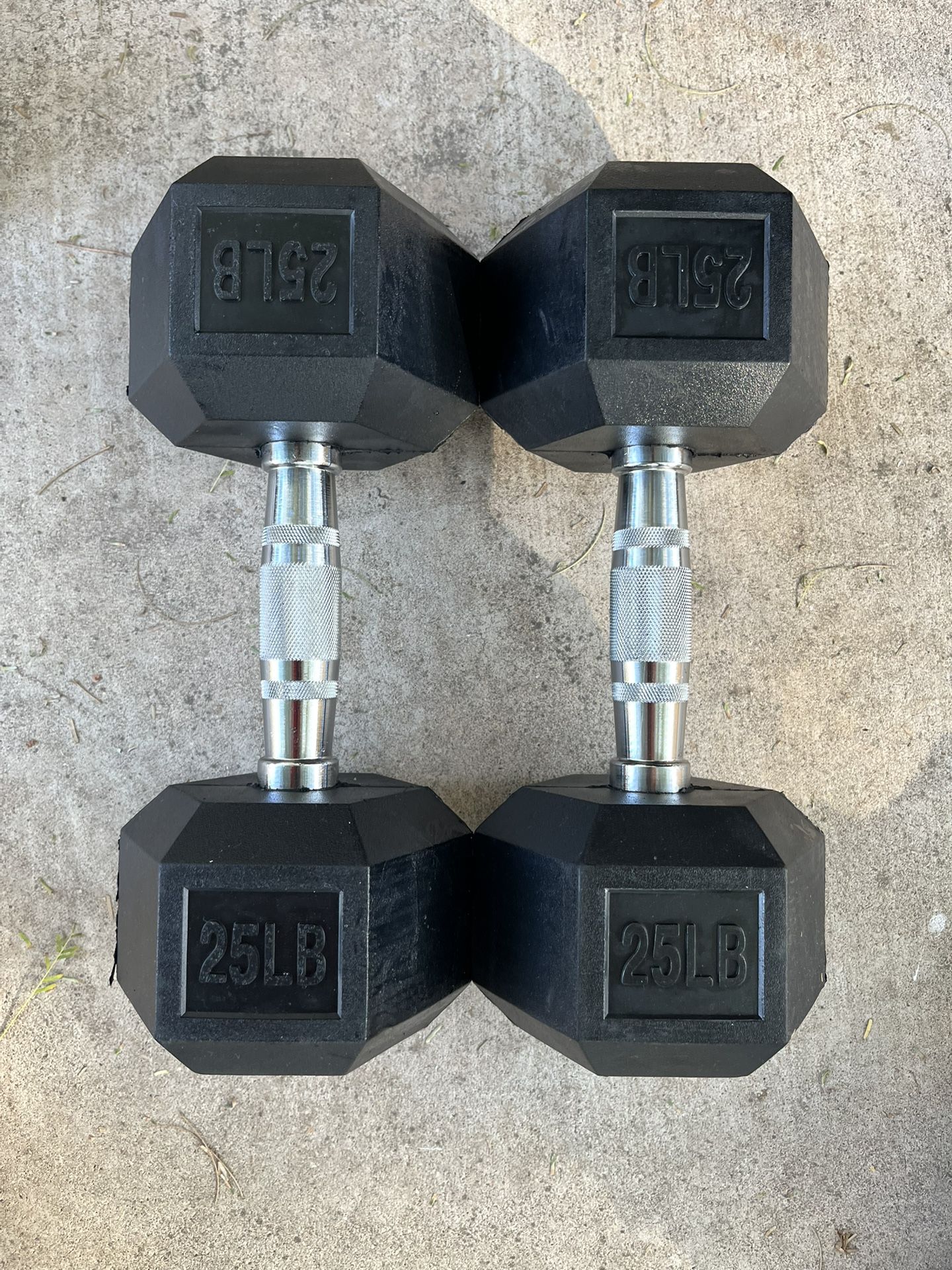 25lb Hex Rubber Dumbbell Set Weights 