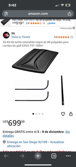 3G 80-inch Black Extended Roof Kit for EZGO TXT Golf Carts (1994 and newer)
