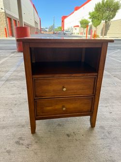 Wood Nightstand with Two Drawers