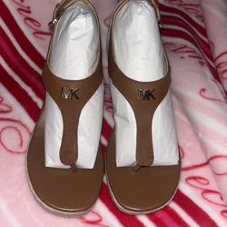 MICHAEL KORS Val Leather Thong Wedge Sandal