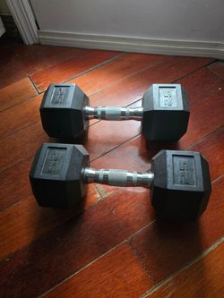 Pair of 25lb Rubber Hex Dumbbells