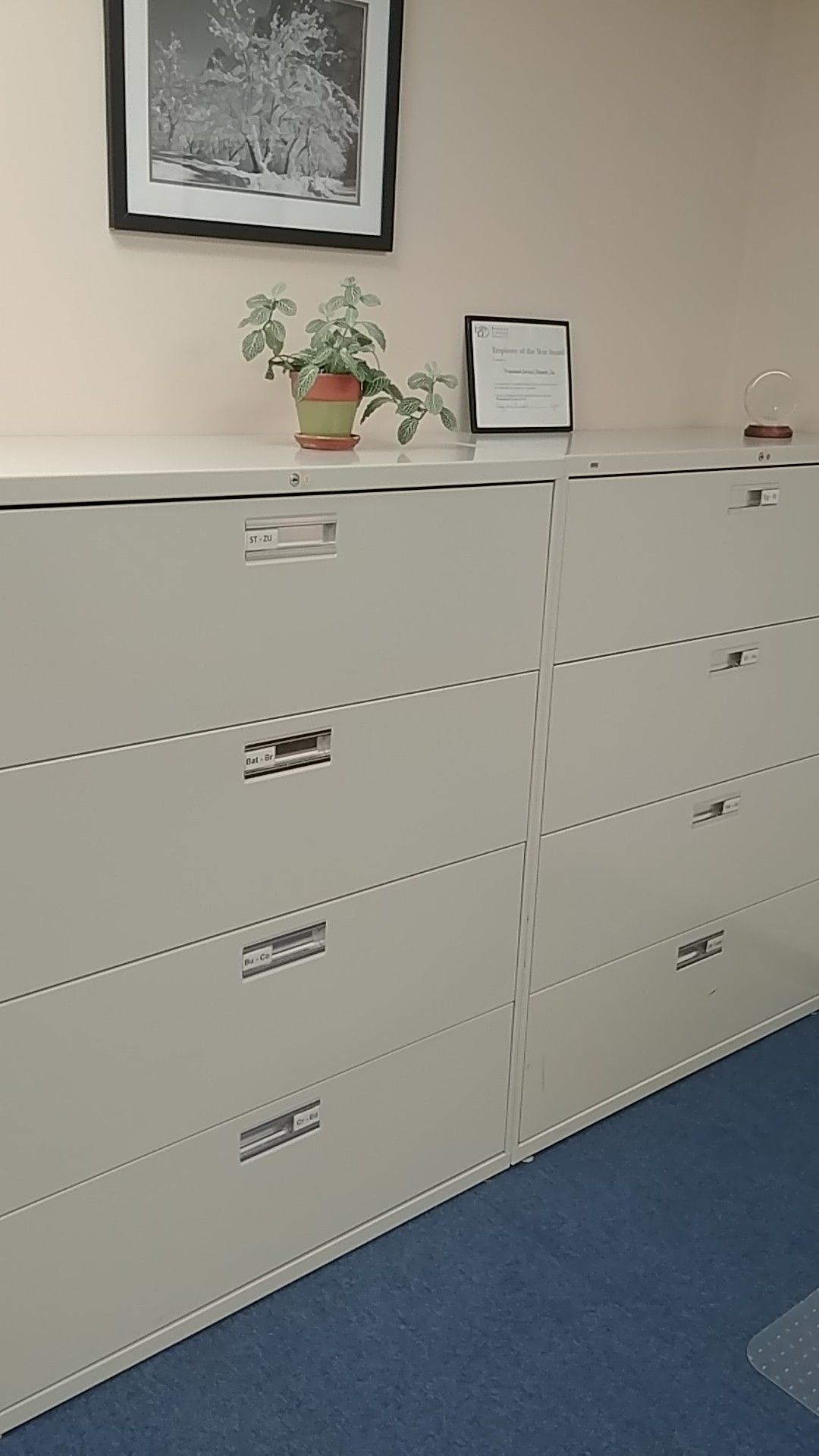 4-drawer lateral filing cabinets.