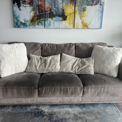 suade leather couch gray/brown