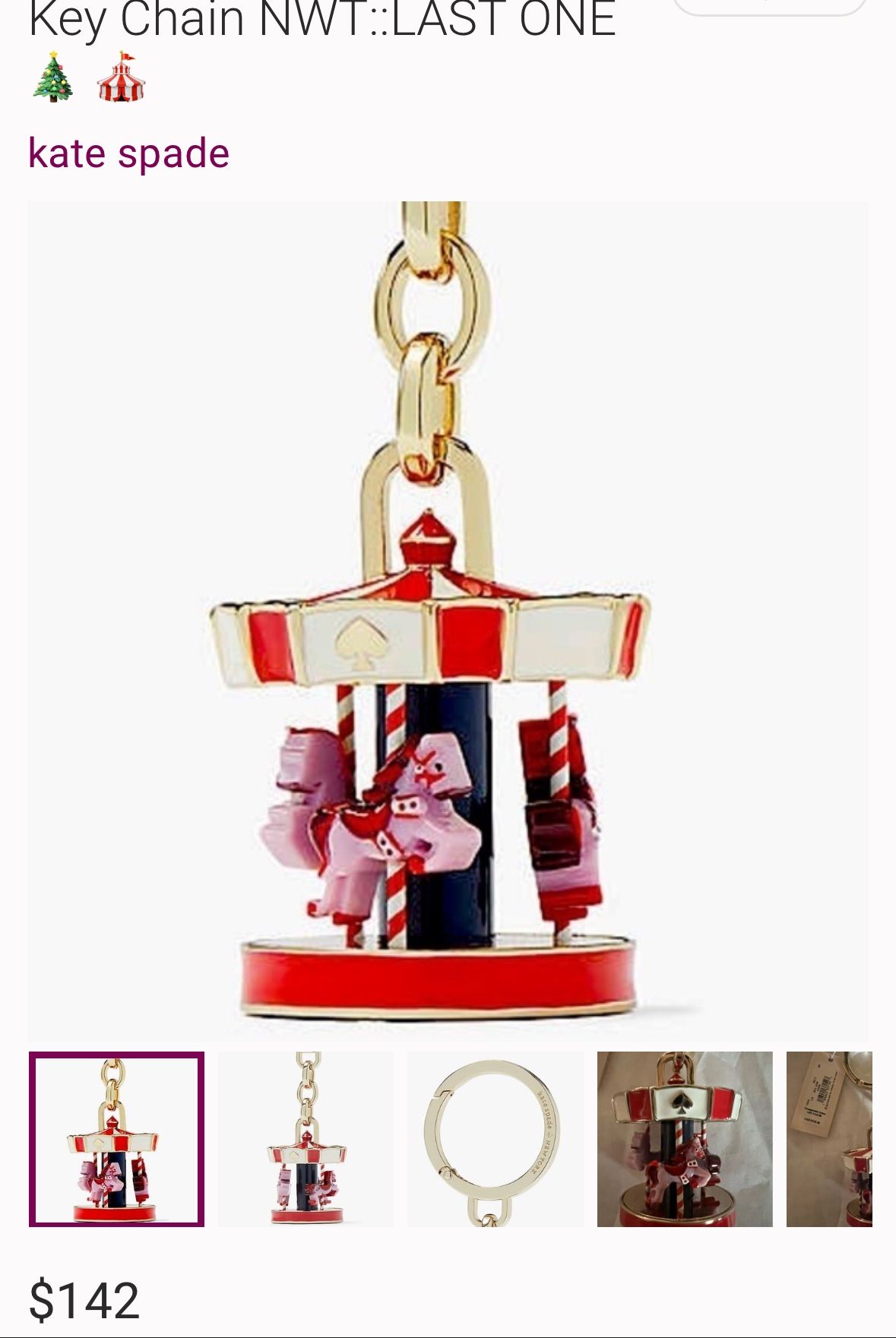 Kate Spade New York Carousel Keychain Charm NWT