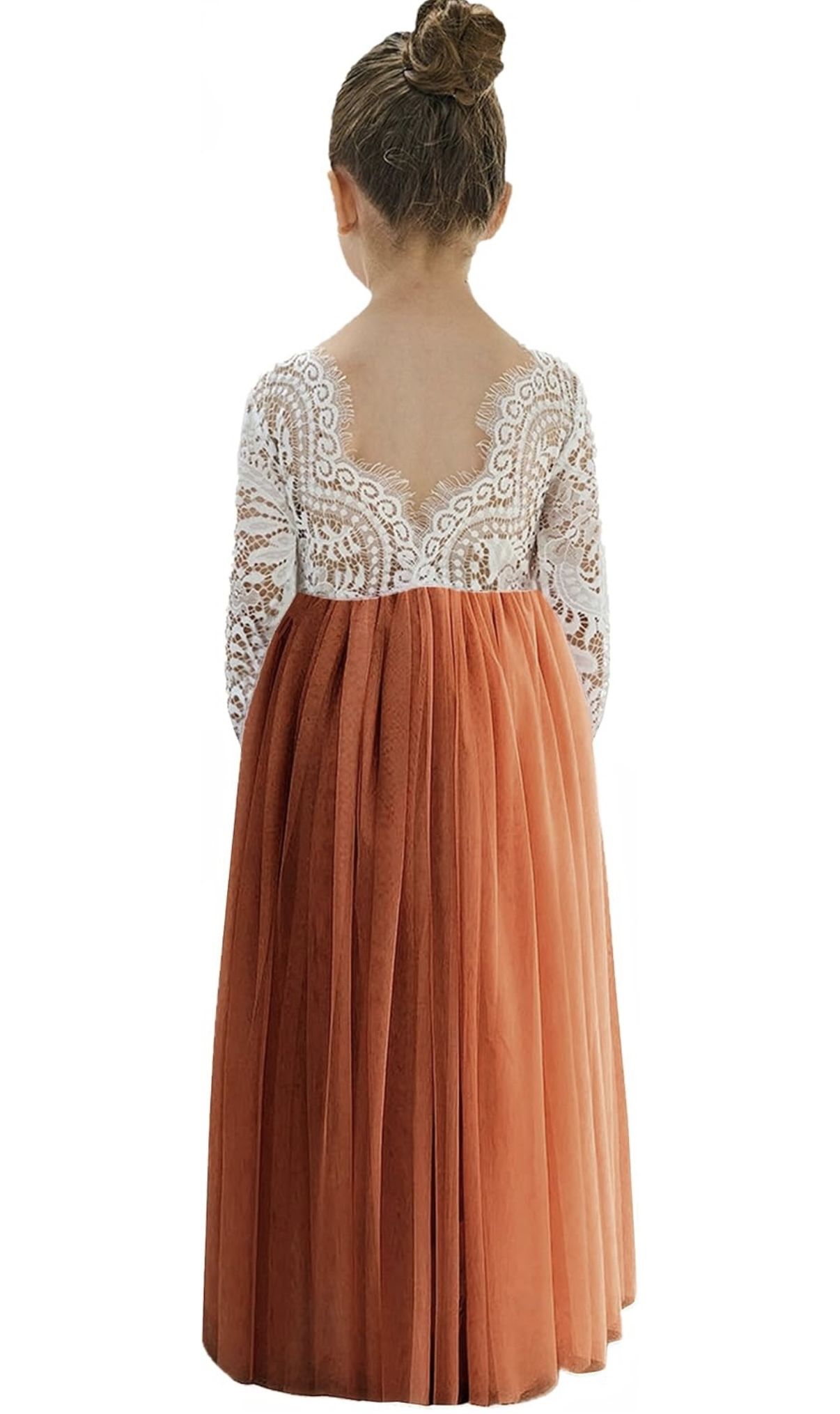 Terracotta Lace Formal Dress For Girls